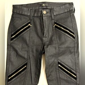 7 For All Mankind- Black Jeans, gold zippers size 27 NEVER WORN